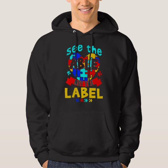 Moletom Veja O Able Not The Label Quebra-cabeça Autism Con (Frente)