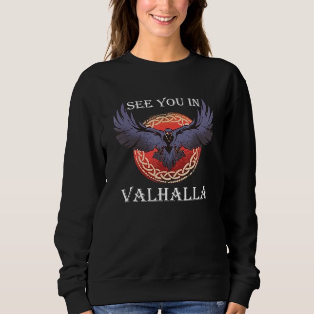 Moletom Vejo você em Valhalla Ravens Odin Runes Ragna Rave (Frente)