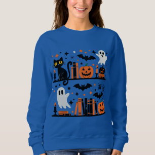 Moletom Vela do Livro de Halloween do Gato Pumpkin Bat Spi