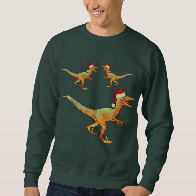 Moletom Velociraptor de Natal Raptor Engraçado Dinossauro  (Frente)