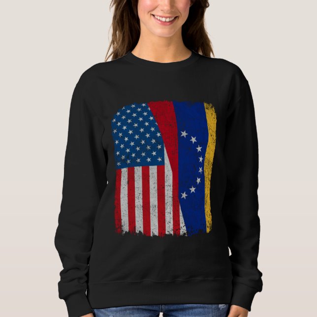 Moletom Venezuelan American Flag Half USA Venezuela Root P (Frente)