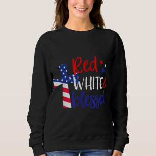 Moletom Vermelho Branco abençoado americano Jesus Cruz Cri