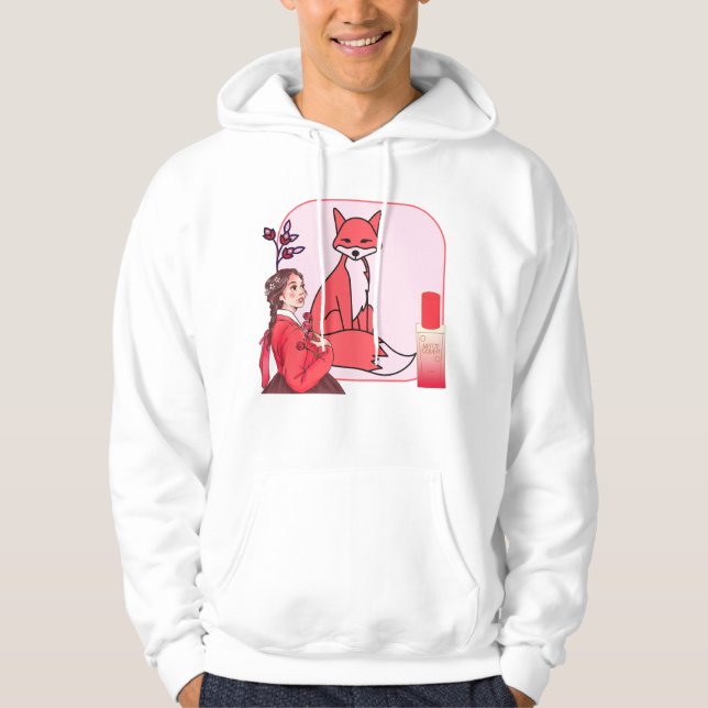 Moletom Vermelho Hanbok, Raposa & Arte de Fundação com Aca (Frente)