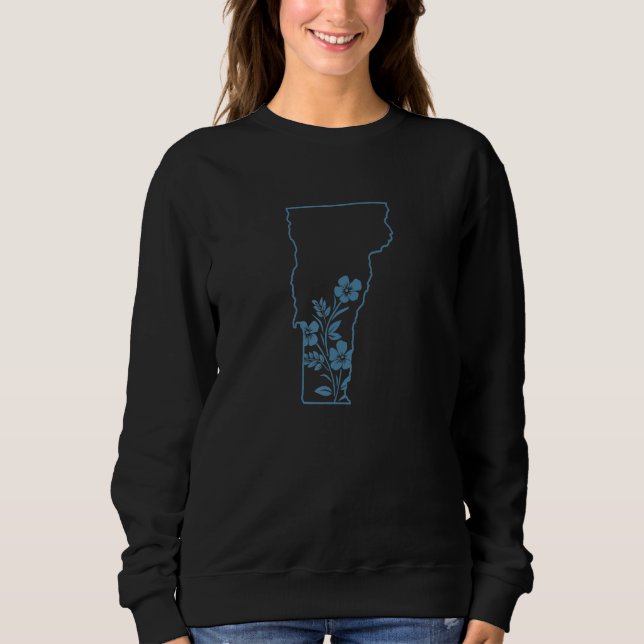 Moletom Vermont Map Outline with Flowers USA America (Frente)