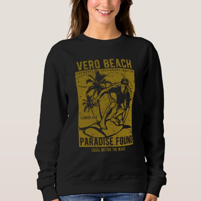 Moletom Vero Beach Florida Retro Distressed Style Souvenir (Frente)