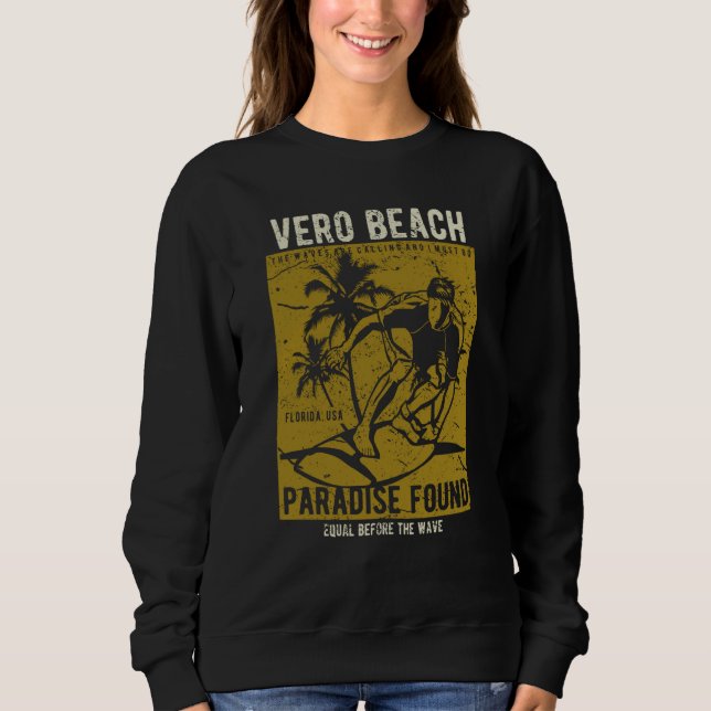 Moletom Vero Beach Florida Retro Distressed Style Souvenir (Frente)
