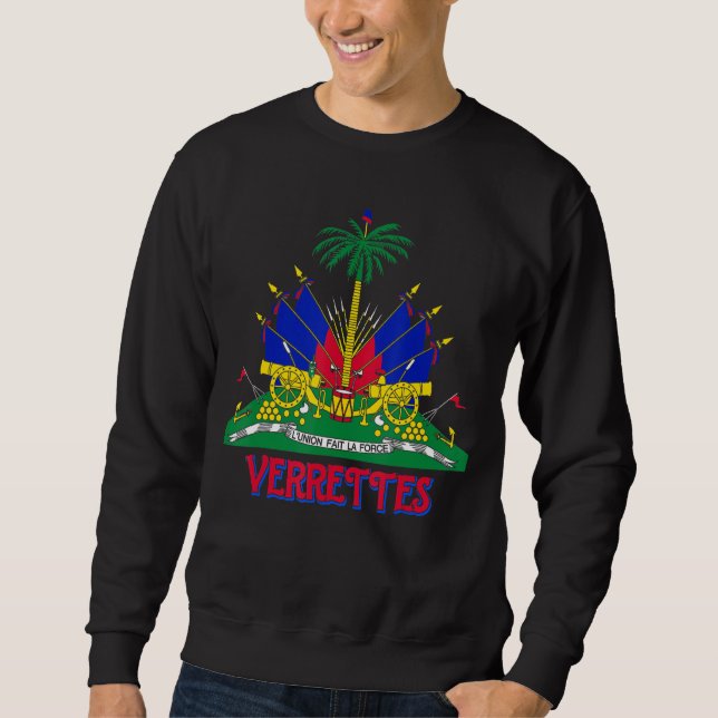 Moletom Verrettes Haiti Flag Emblem Casaco do braço indepe (Frente)