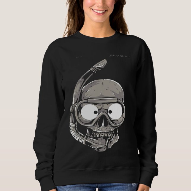 Moletom Vestido Estampado com Rosto de Caveira em Máscara  (Frente)