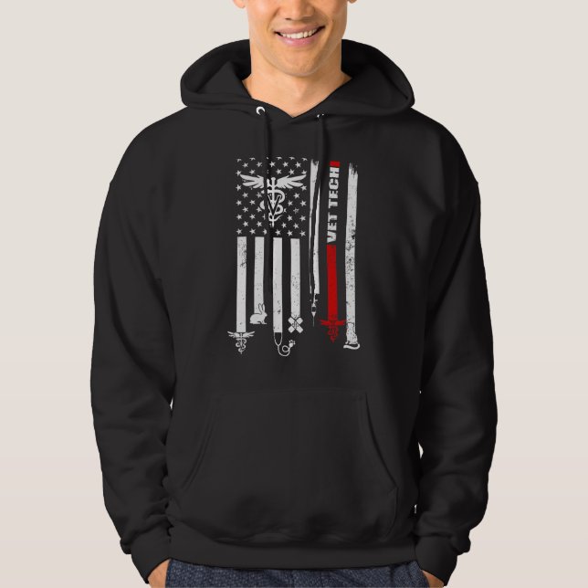 Moletom Vet Tech Usa Flag Pets Veterinarian Technician (Frente)