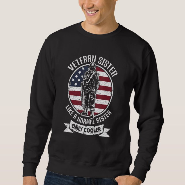 Moletom Veteran Sister Cooler USA Flag Proud American Vete (Frente)