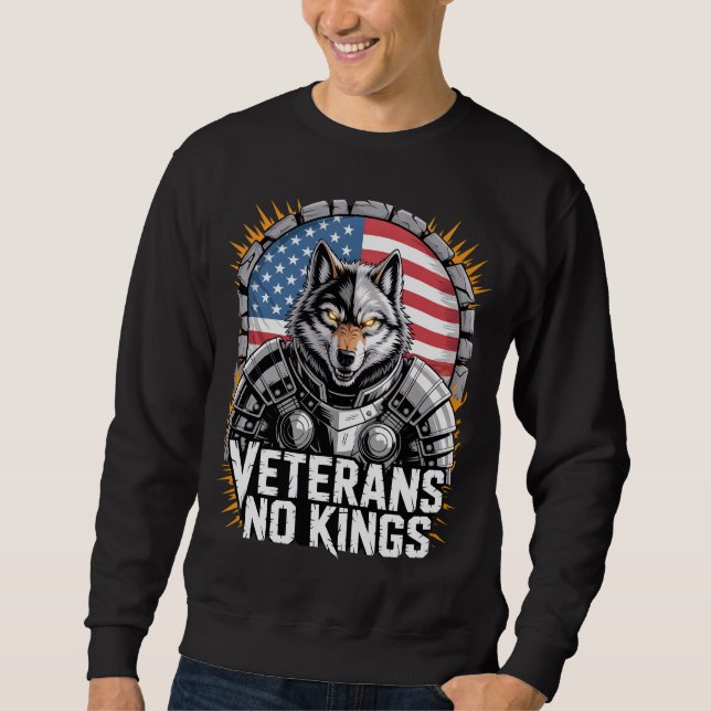 Moletom Veterans No Kings Wolf Design for Proud Military (Frente)