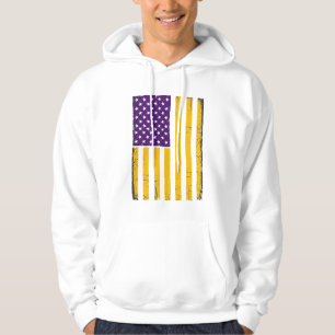 Moletom Vetor de bandeira americana roxa e dourada desgast