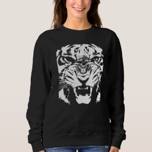 Moletom Vetor de Face de Tigre Branco Artístico