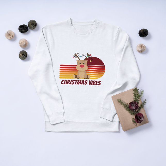 Moletom Vibes de Natal Personalizados Reindeer (Criador carregado)