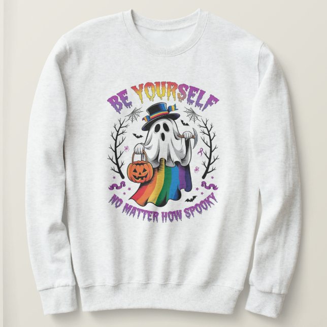 Moletom Víblias Spooky Sweatshirt Positiva para LGBTQ (Frente do Design)