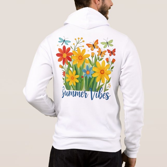 Moletom Vibrações de Verão Floral com Borboletas (Verso)
