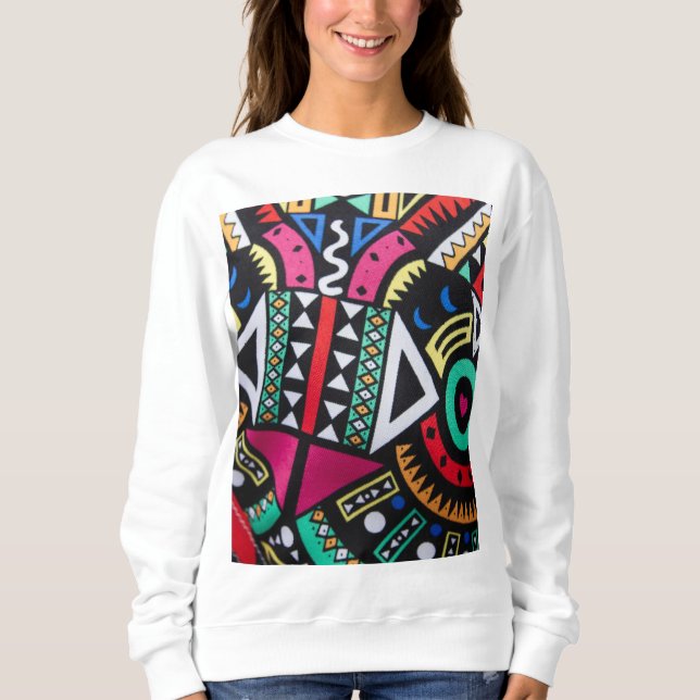 Moletom Vibrant Afro-Centric Geometric Pattern – Bold Trib (Frente)