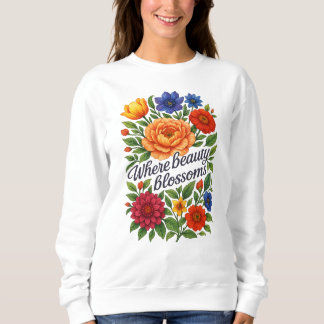 Moletom Vibrant Floral Art Sweatshirt for Women