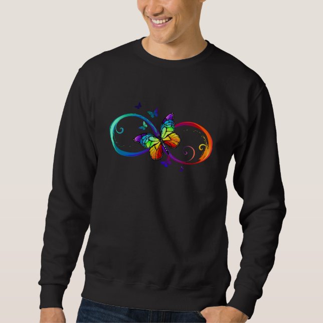 Moletom Vibrant infinity with rainbow butterfly on black (Frente)