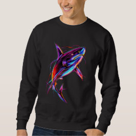 Moletom Vibrant Neon Shark Modern Digital Ocean