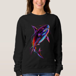 Moletom Vibrant Neon Shark Modern Digital Ocean