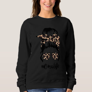 Moletom Vida Clássica de Oma com Leopard Messy Bun Da Mãe