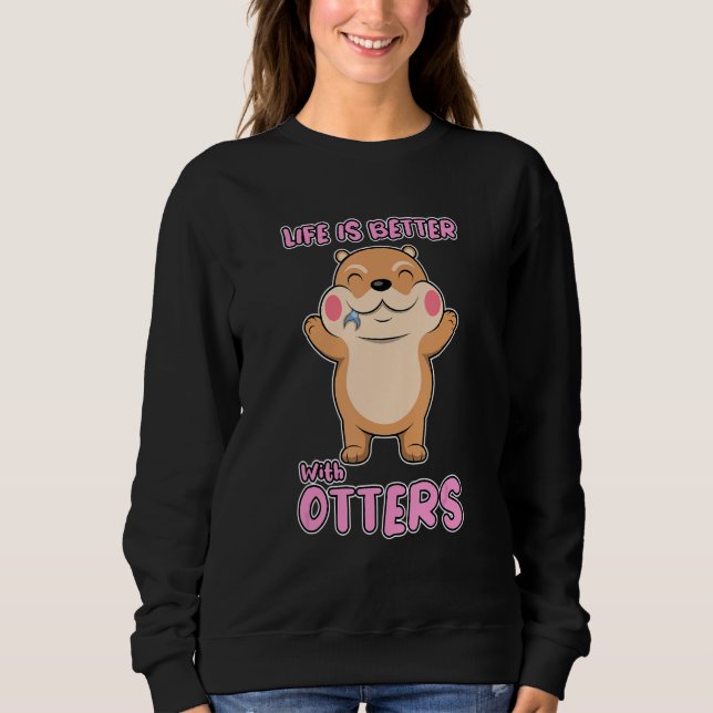 Moletom Vida Com Lontras Animais Silvestres Fofos Lontras  (Frente)