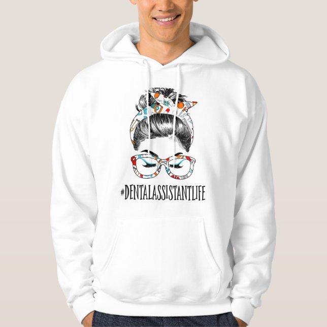 Moletom Vida de Auxiliar Dentário Cabelo Desgrenhado Mulhe (Frente)