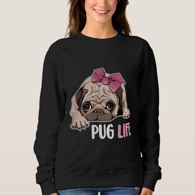 Moletom vida de cão, pug engraçado, cão de cão, presentes  (Frente)