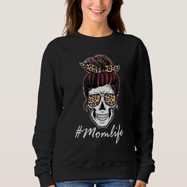Moletom Vida de Mãe Caveira de Leopardo Feminina Coque Des (Frente)