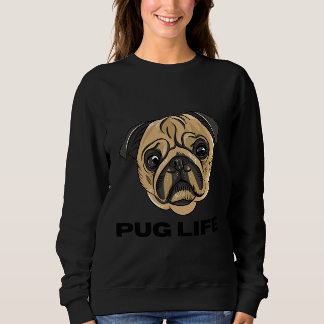 Moletom Vida de Pug - Rosto de Pug Fofo Desenho Animado (Frente)