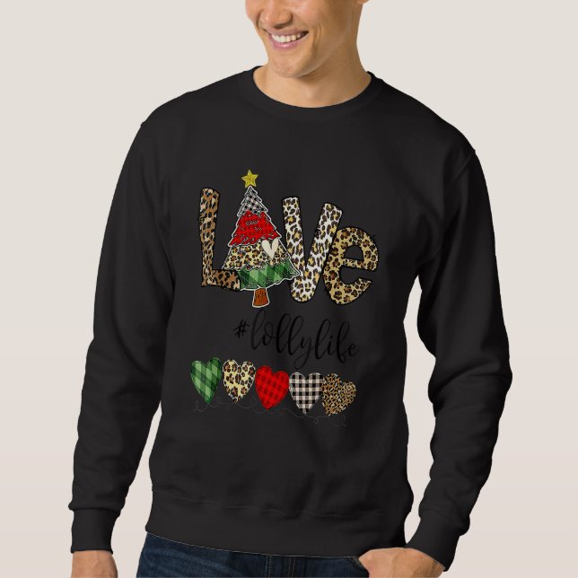 Moletom Vida Doce Amor Árvore de Natal Xadrez Leopardo (Frente)