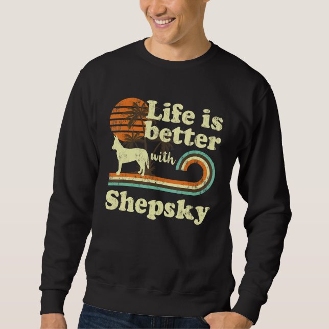 Moletom Vida Melhor Shepsky Cachorro Cachorro Pai (Frente)