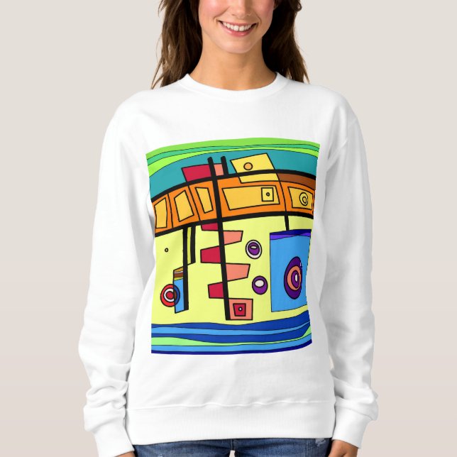 Moletom Vida Submarina Laranja Amarelo Azul Verde (Frente)