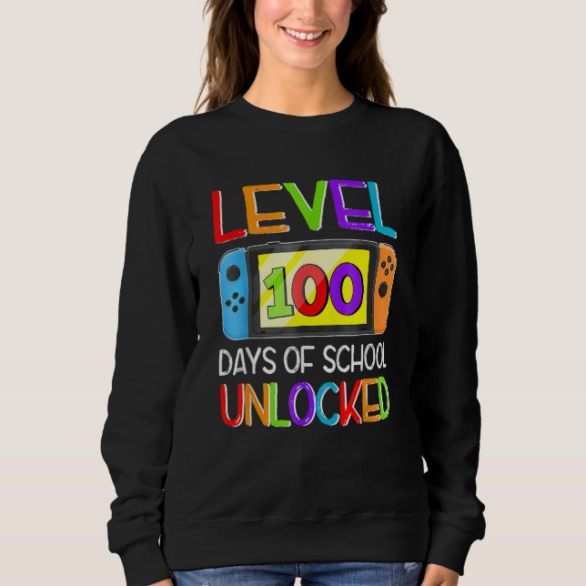Moletom Video Game Level 100 Days Of School Unlocked Gamer (Frente)