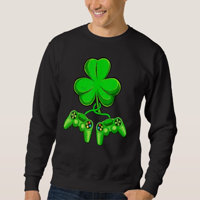 Moletom Video Game Shamrock Game Controller Happy St Patri (Frente)
