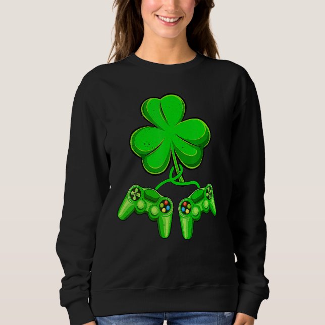 Moletom Video Game Shamrock Game Controller Happy St Patri (Frente)