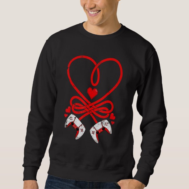 Moletom Video Gamer Valentines Day Shirt Controllers Heart (Frente)