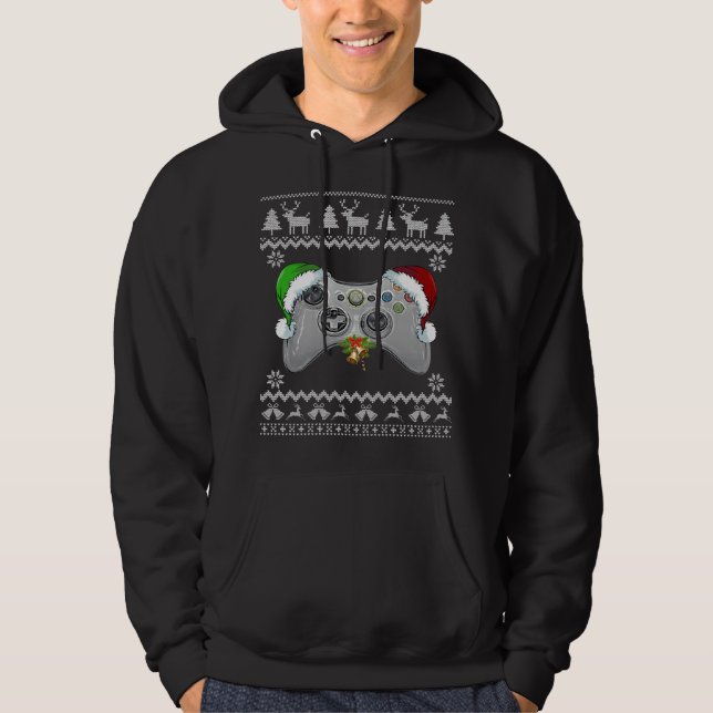 Moletom Vídeo Jogo Árvore de Natal Luz Santa Hat Gift Xm (Frente)