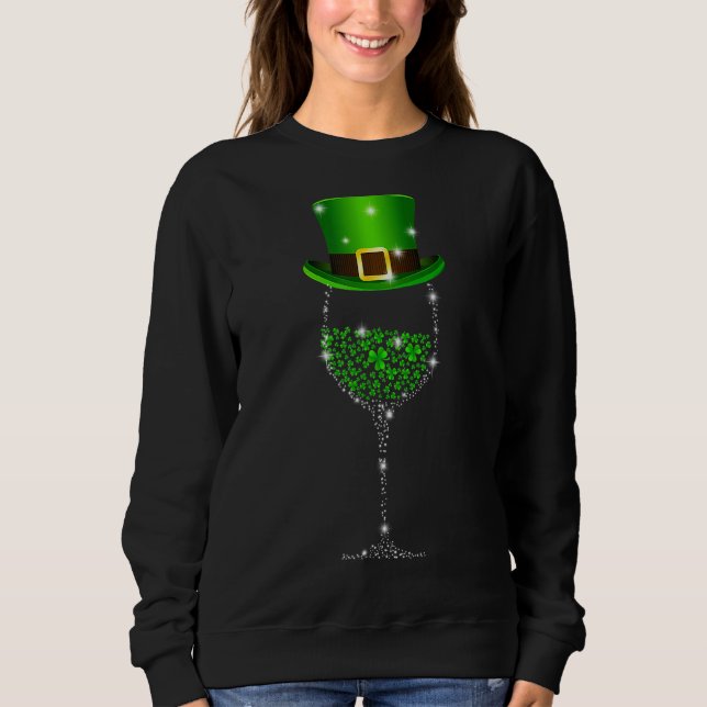 Moletom Vidro De Vinho De Shamrock Para Mulheres M (Frente)