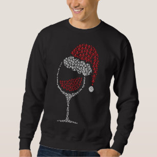 Moletom Vidro de vinho tinto Santa Chapéu Bebendo de Natal