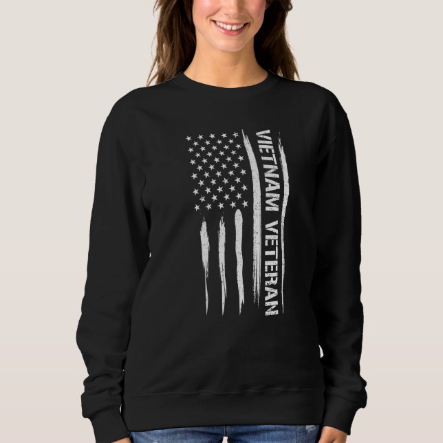 Moletom Vietnam War Vietnam Veteran - American Flag Premiu (Frente)