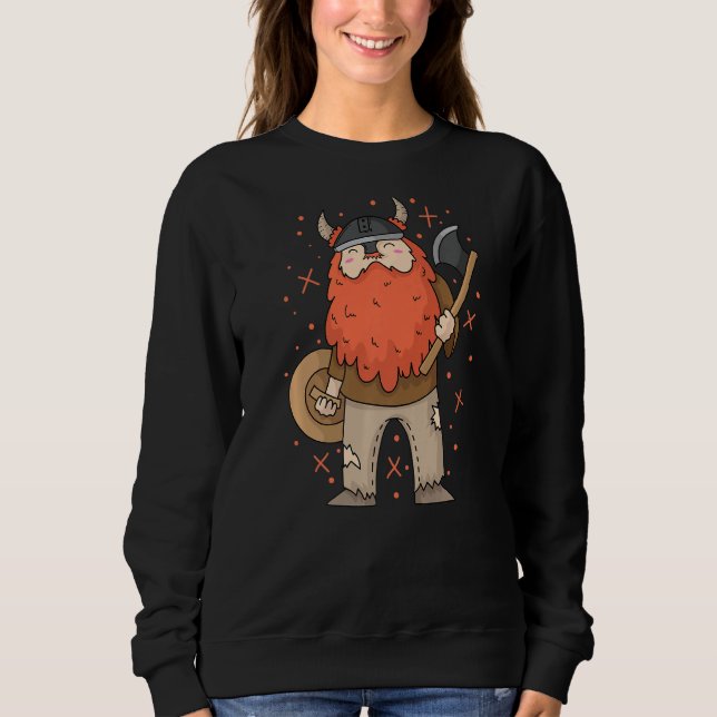 Moletom Viking com capacete e Ax da placa de cheio vermelh (Frente)