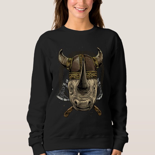Moletom Viking Rhinoceros Renaissance Norse Pagan Valhalla (Frente)