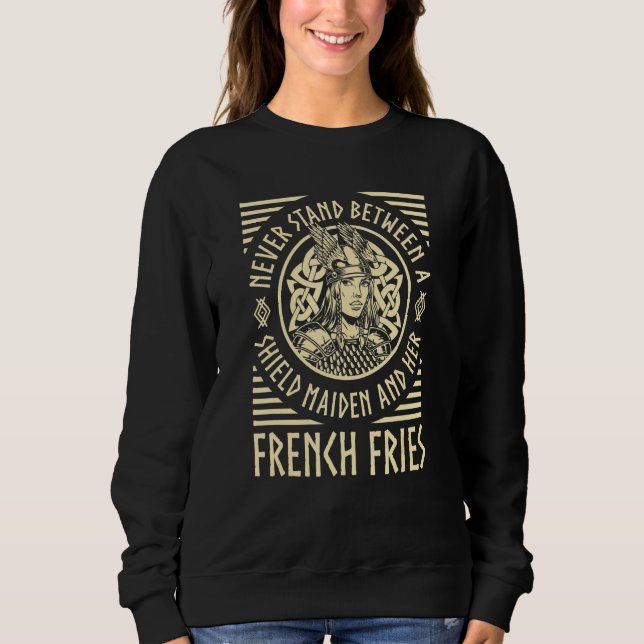 Moletom Viking Shield Maiden French Fries Norse Valhalla (Frente)