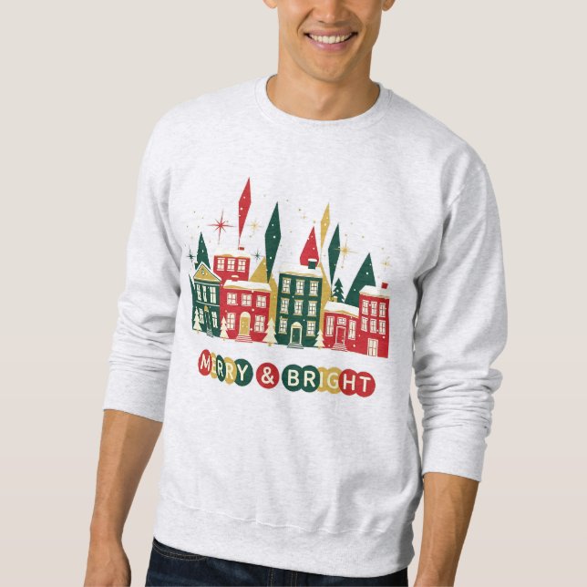 Moletom Vila de Natal Merry & Bright Design (Frente)
