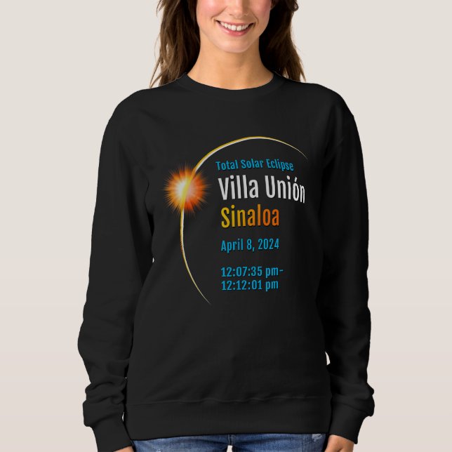 Moletom Villa Unión Sinaloa México Total Eclipse Solar 202 (Frente)