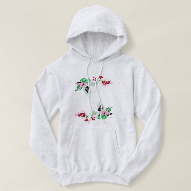 Moletom Vinha de camisola de capuz com Rosa (Frente do Design)