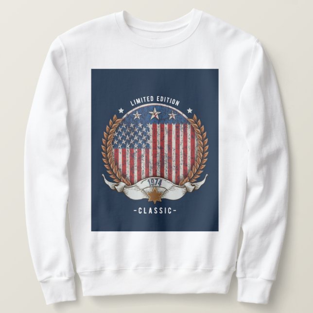 Moletom Vintage 1974 American Flag (Frente do Design)