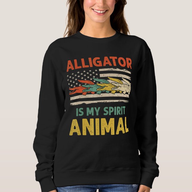 Moletom Vintage Alligator Animal American Flag (Frente)